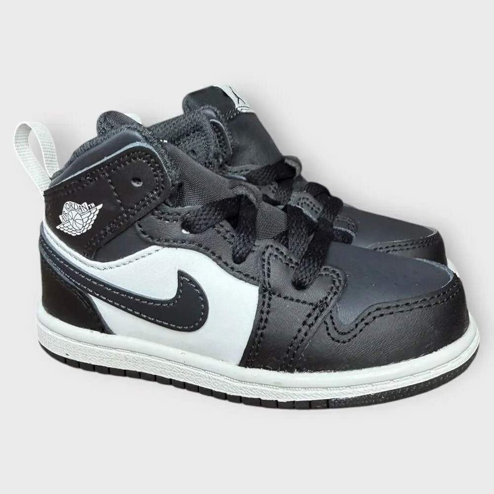 Nike Air Jordan 1 Mid Shoes Toddler TD size 7C Black White Noir DQ8425-010 NIB